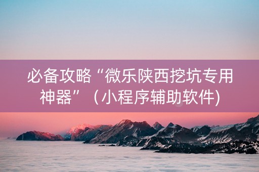 必备攻略“微乐陕西挖坑专用神器”（小程序辅助软件)