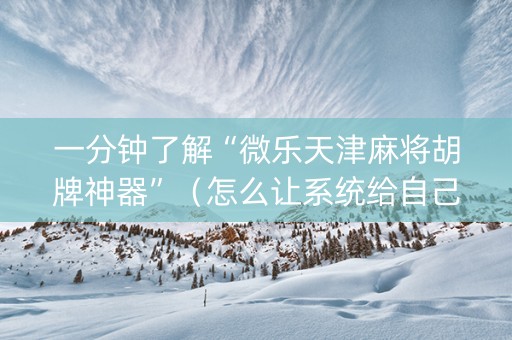 一分钟了解“微乐天津麻将胡牌神器”（怎么让系统给自己好牌)