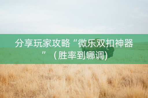 分享玩家攻略“微乐双扣神器”（胜率到哪调)