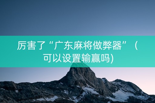 厉害了“广东麻将做弊器”（可以设置输赢吗)