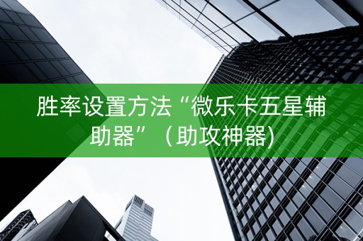 胜率设置方法“微乐卡五星辅助器”（助攻神器)