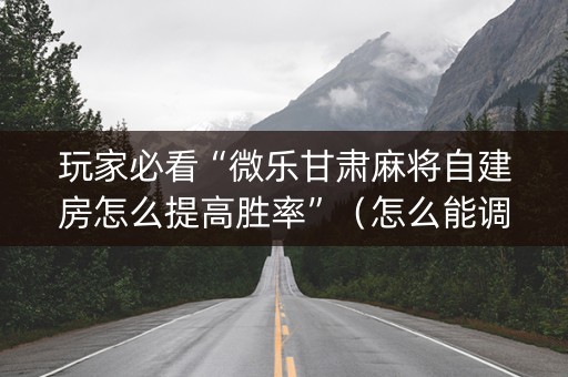 玩家必看“微乐甘肃麻将自建房怎么提高胜率”（怎么能调好牌)