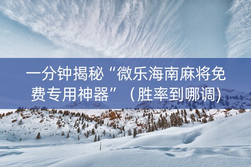 一分钟揭秘“微乐海南麻将免费专用神器”（胜率到哪调)