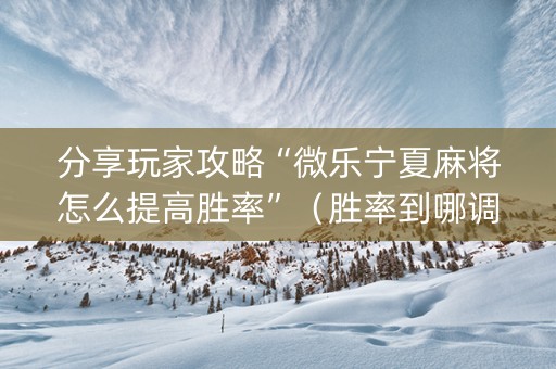 分享玩家攻略“微乐宁夏麻将怎么提高胜率”（胜率到哪调)