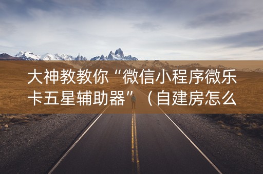 大神教教你“微信小程序微乐卡五星辅助器”（自建房怎么拿好牌)