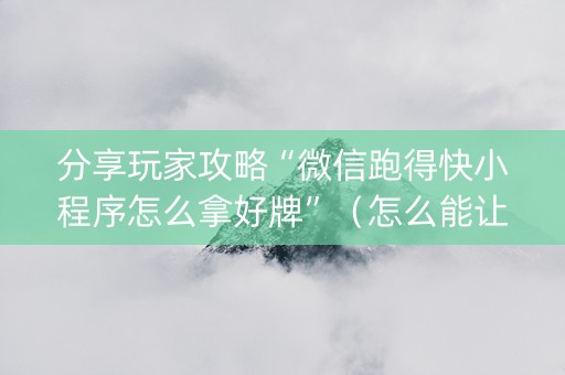 分享玩家攻略“微信跑得快小程序怎么拿好牌”（怎么能让牌好一点)