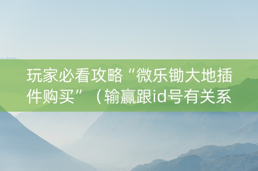 玩家必看攻略“微乐锄大地插件购买”（输赢跟id号有关系吗)