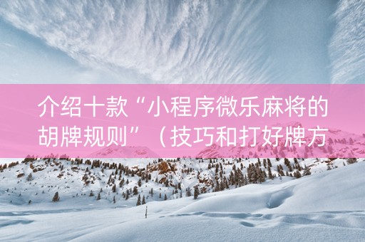 介绍十款“小程序微乐麻将的胡牌规则”（技巧和打好牌方法)