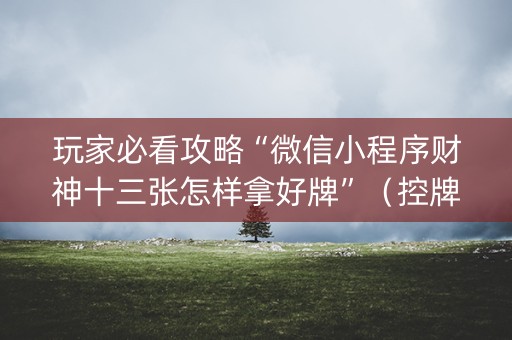 玩家必看攻略“微信小程序财神十三张怎样拿好牌”（控牌神器)