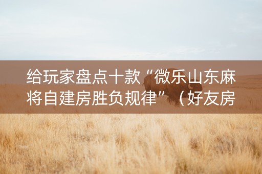 给玩家盘点十款“微乐山东麻将自建房胜负规律”（好友房怎么才能赢)