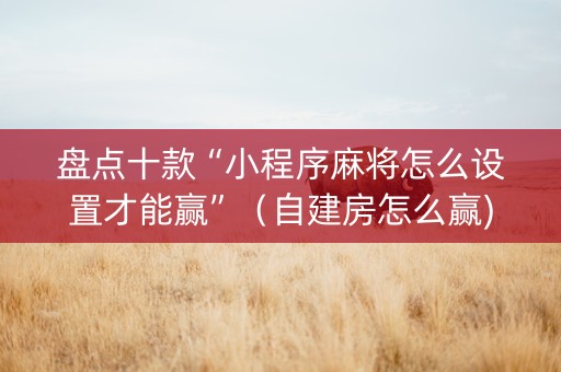 盘点十款“小程序麻将怎么设置才能赢”（自建房怎么赢)