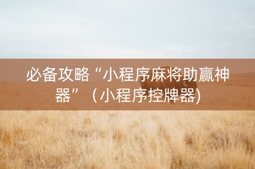 必备攻略“小程序麻将助赢神器”（小程序控牌器)