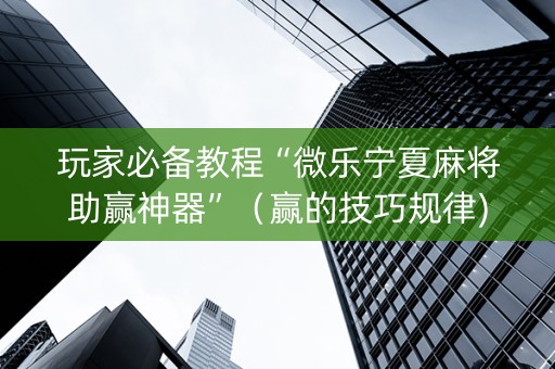 玩家必备教程“微乐宁夏麻将助赢神器”（赢的技巧规律)