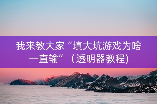 我来教大家“填大坑游戏为啥一直输”（透明器教程)