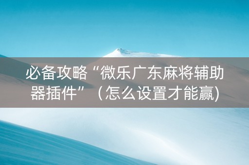 必备攻略“微乐广东麻将辅助器插件”（怎么设置才能赢)