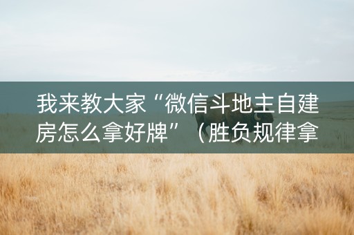 我来教大家“微信斗地主自建房怎么拿好牌”（胜负规律拿好牌)