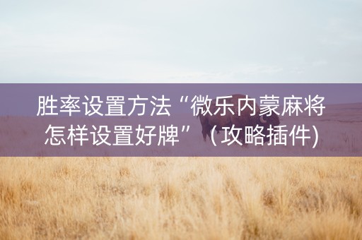胜率设置方法“微乐内蒙麻将怎样设置好牌”（攻略插件)
