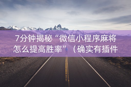 7分钟揭秘“微信小程序麻将怎么提高胜率”（确实有插件吗)
