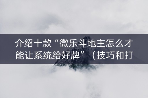介绍十款“微乐斗地主怎么才能让系统给好牌”（技巧和打好牌方法)