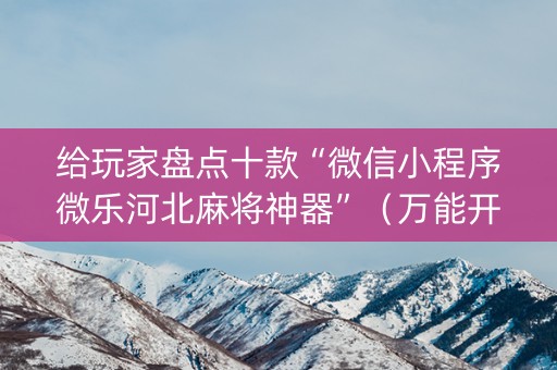 给玩家盘点十款“微信小程序微乐河北麻将神器”（万能开挂神器)