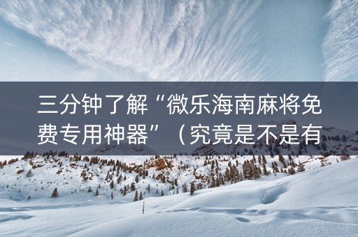 三分钟了解“微乐海南麻将免费专用神器”（究竟是不是有挂)