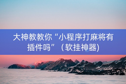 大神教教你“小程序打麻将有插件吗”（软挂神器)