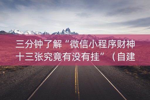 三分钟了解“微信小程序财神十三张究竟有没有挂”（自建房怎么拿好牌)