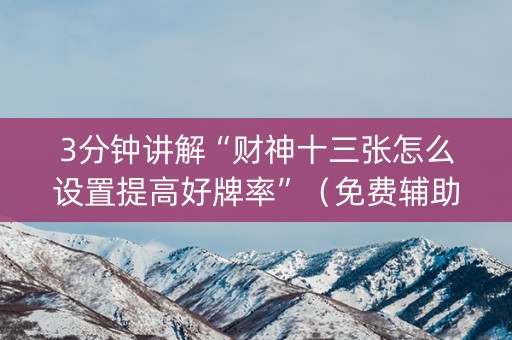 3分钟讲解“财神十三张怎么设置提高好牌率”（免费辅助)