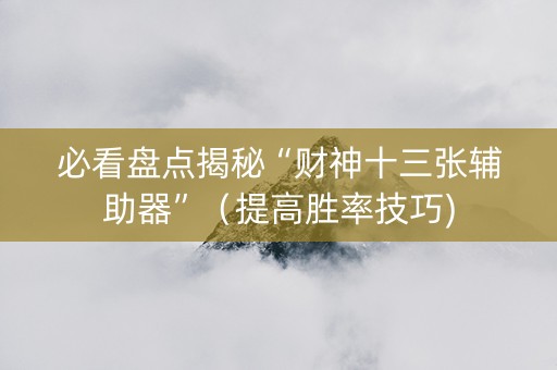 必看盘点揭秘“财神十三张辅助器”（提高胜率技巧)