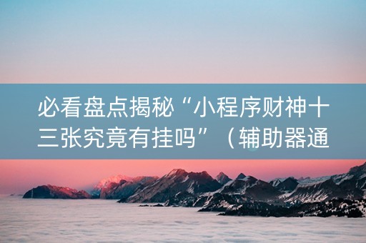 必看盘点揭秘“小程序财神十三张究竟有挂吗”（辅助器通用版)