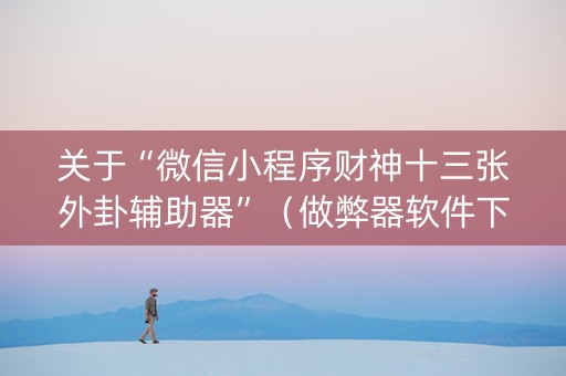 关于“微信小程序财神十三张外卦辅助器”（做弊器软件下载)