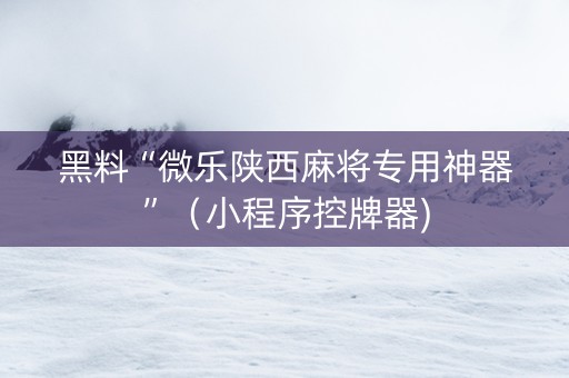 黑料“微乐陕西麻将专用神器”（小程序控牌器)