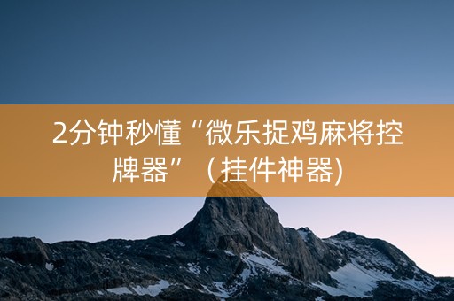 2分钟秒懂“微乐捉鸡麻将控牌器”（挂件神器)