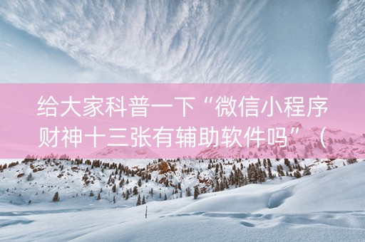 给大家科普一下“微信小程序财神十三张有辅助软件吗”（怎么设置能有好牌)