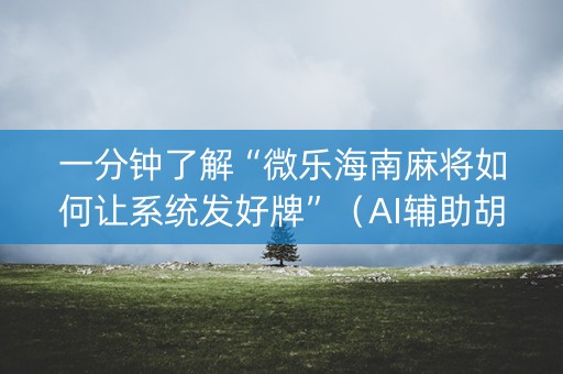 一分钟了解“微乐海南麻将如何让系统发好牌”（AI辅助胡牌规则)