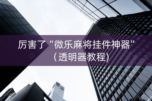 厉害了“微乐麻将挂件神器”（透明器教程)