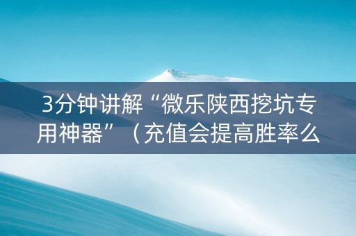 3分钟讲解“微乐陕西挖坑专用神器”（充值会提高胜率么)