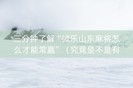 三分钟了解“微乐山东麻将怎么才能常赢”（究竟是不是有挂)