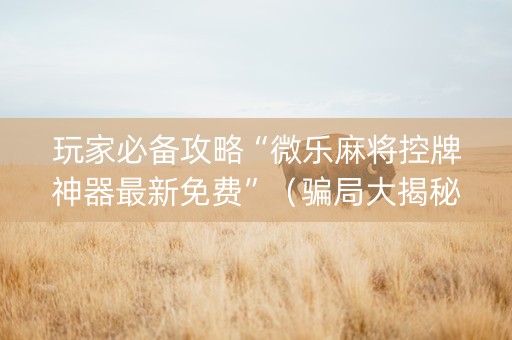 玩家必备攻略“微乐麻将控牌神器最新免费”（骗局大揭秘)