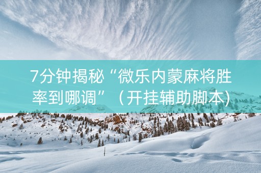 7分钟揭秘“微乐内蒙麻将胜率到哪调”（开挂辅助脚本)