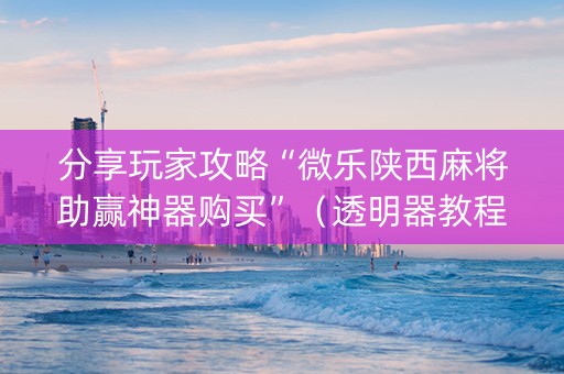 分享玩家攻略“微乐陕西麻将助赢神器购买”（透明器教程)