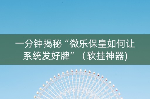 一分钟揭秘“微乐保皇如何让系统发好牌”（软挂神器)