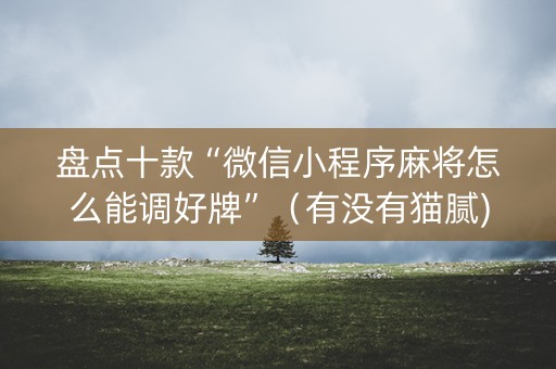 盘点十款“微信小程序麻将怎么能调好牌”（有没有猫腻)