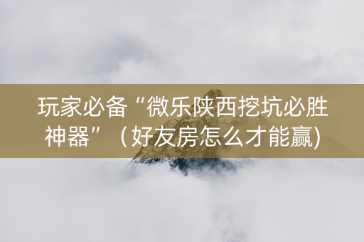 玩家必备“微乐陕西挖坑必胜神器”（好友房怎么才能赢)