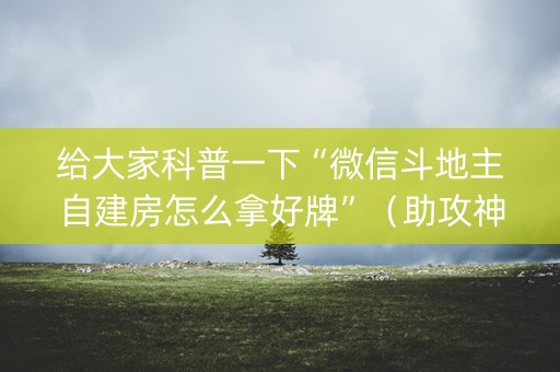 给大家科普一下“微信斗地主自建房怎么拿好牌”（助攻神器)