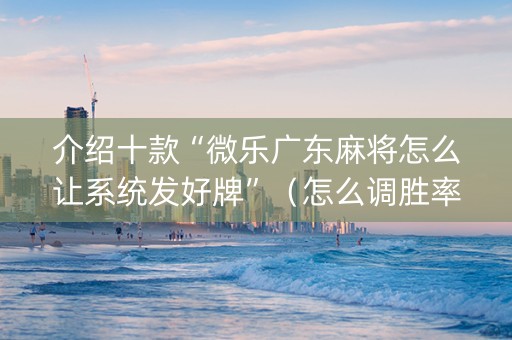 介绍十款“微乐广东麻将怎么让系统发好牌”（怎么调胜率)