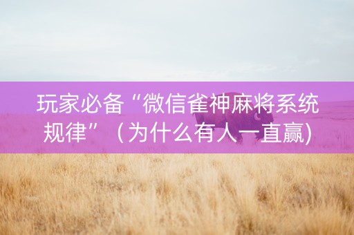 玩家必备“微信雀神麻将系统规律”（为什么有人一直赢)
