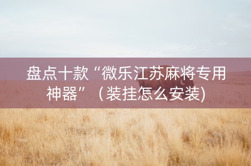 盘点十款“微乐江苏麻将专用神器”（装挂怎么安装)