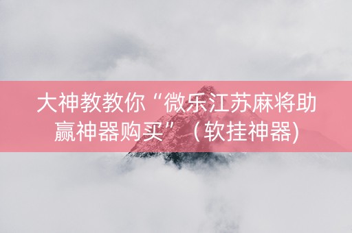 大神教教你“微乐江苏麻将助赢神器购买”（软挂神器)