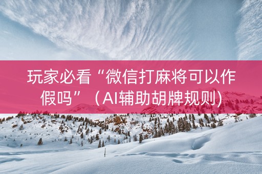 玩家必看“微信打麻将可以作假吗”（AI辅助胡牌规则)